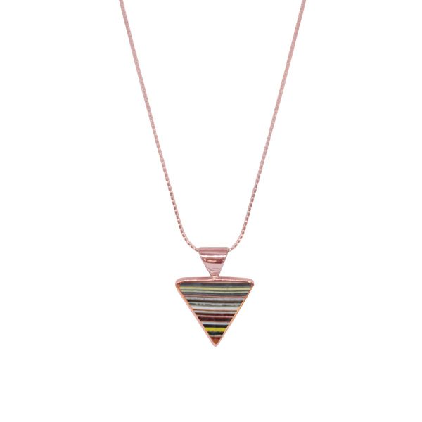 Rose Gold Fordite Triangular Pendant