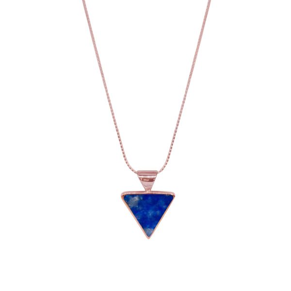 Rose Gold Lapis Triangular Pendant