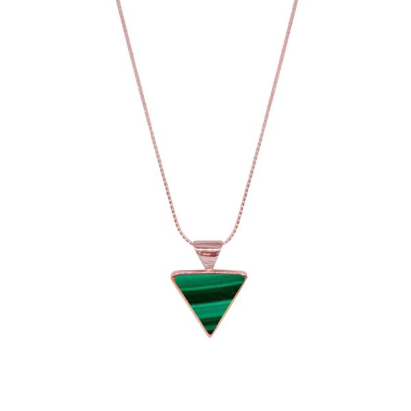 Rose Gold Malachite Triangular Pendant