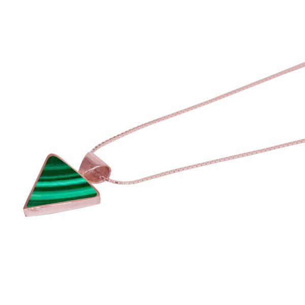 Rose Gold Malachite Triangular Pendant