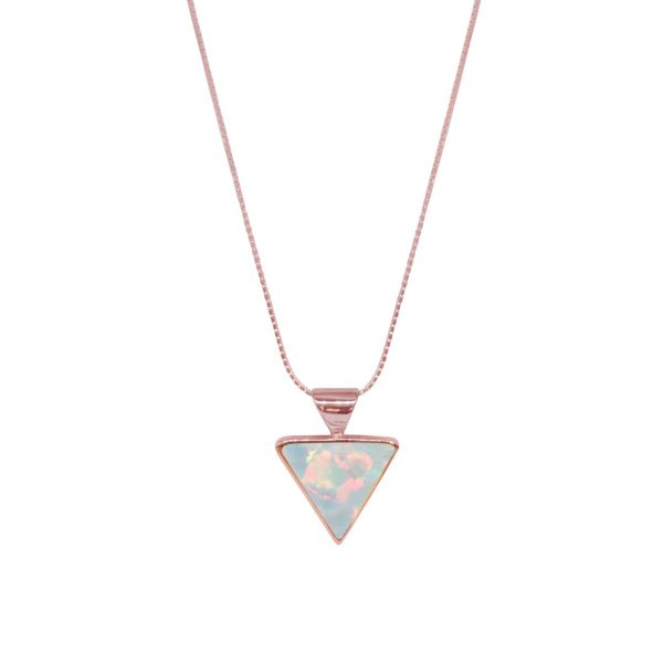 Rose Gold Opalite Sun Ice Triangular Pendant