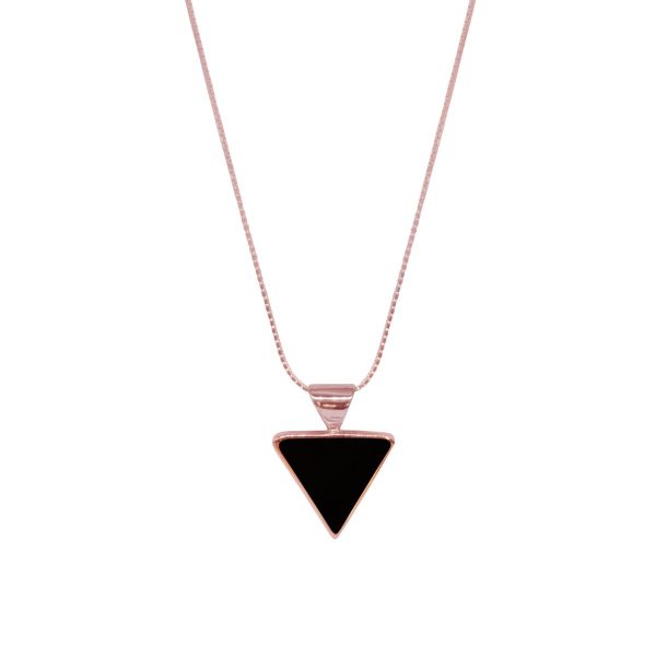 Rose Gold Whitby Jet Triangular Pendant