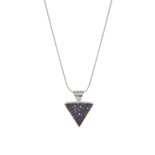 Silver Blue Goldstone Triangular Pendant