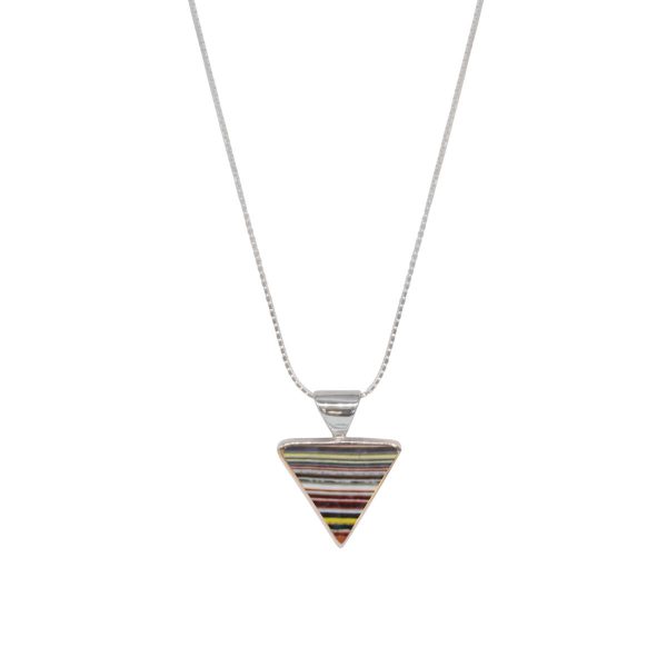 Silver Fordite Triangular Pendant