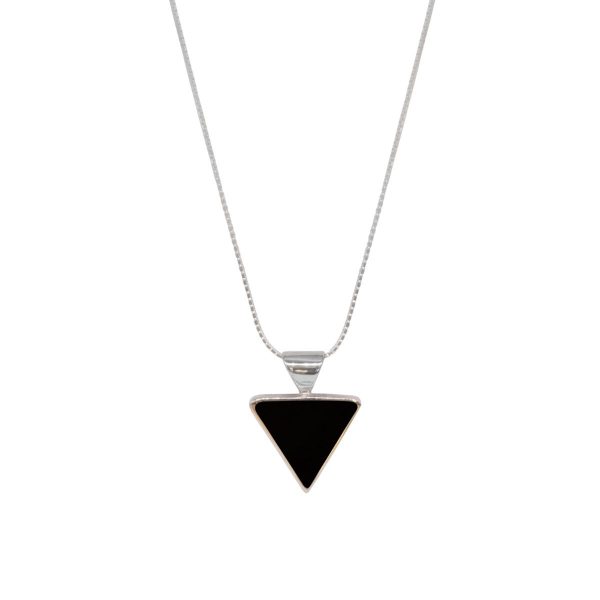 Silver Whitby Jet Triangular Pendant