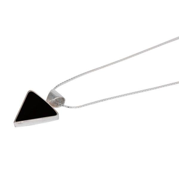 Silver Whitby Jet Triangular Pendant
