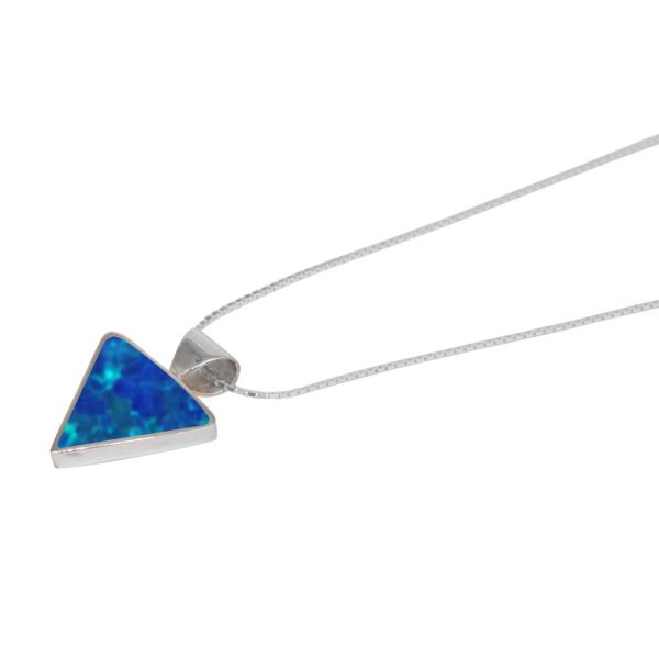 White Gold Opallite Cobalt Blue Triangular Pendant