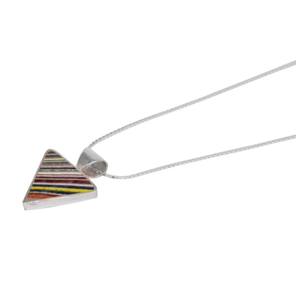 White Gold Fordite Triangular Pendant