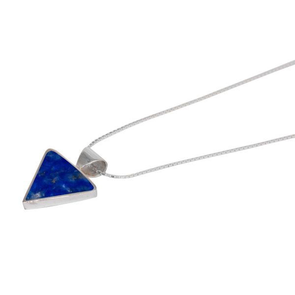 White Gold Lapis Triangular Pendant