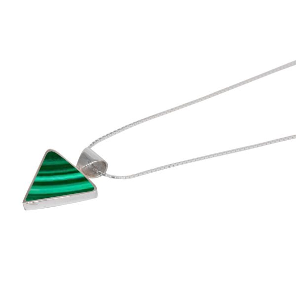 White Gold Malachite Triangular Pendant