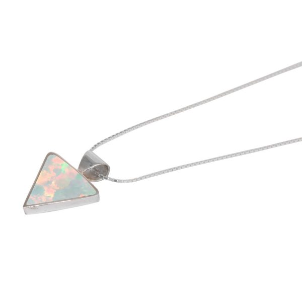 White Gold Opalite Sun Ice Triangular Pendant