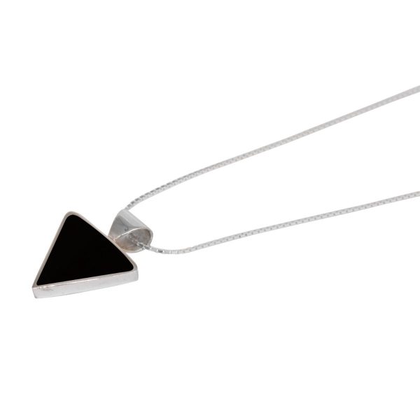 White Gold Whitby Jet Triangular Pendant