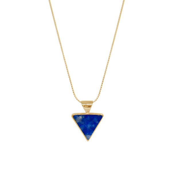 Yellow Gold Lapis Triangular Pendant