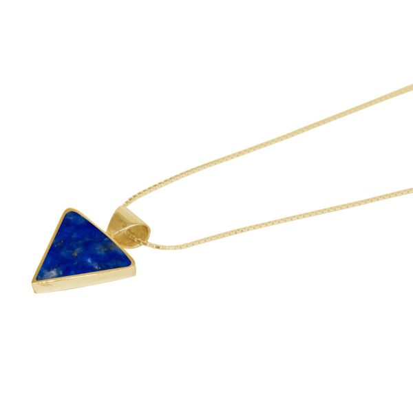 Yellow Gold Lapis Triangular Pendant