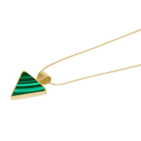 Yellow Gold Malachite Triangular Pendant