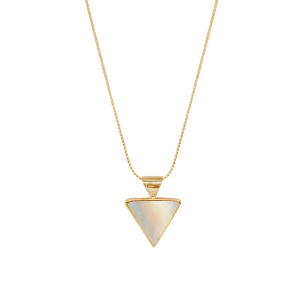 Yellow Gold Mother of Pearl Triangular Pendant