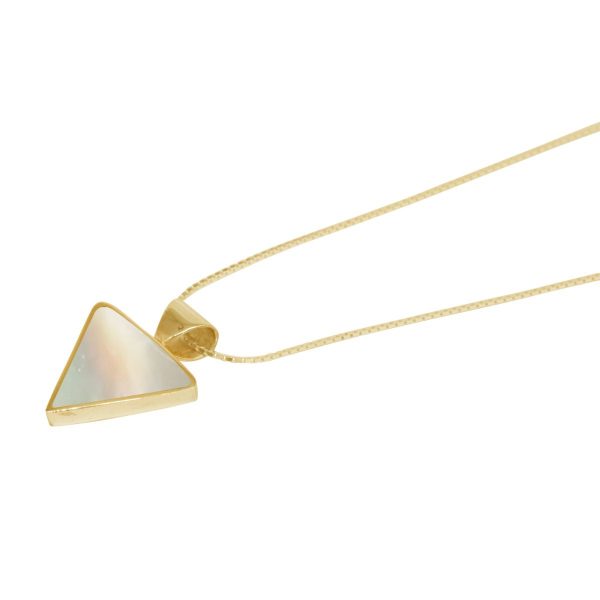 Yellow Gold Mother of Pearl Triangular Pendant