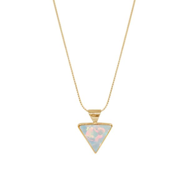 Yellow Gold Opalite Sun Ice Triangular Pendant