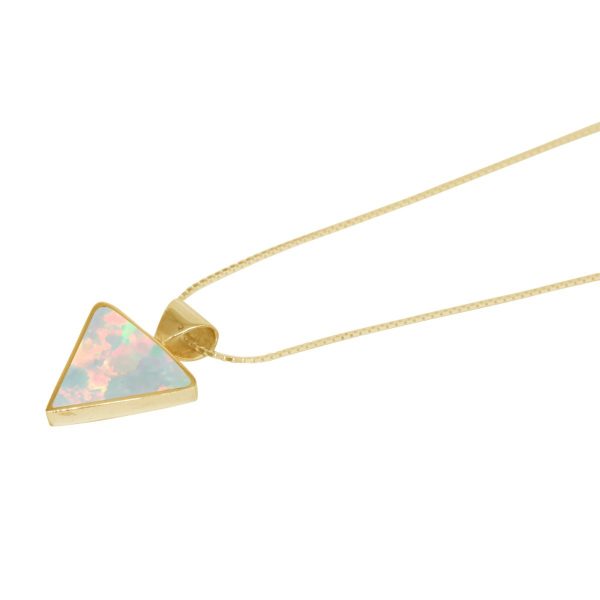 Yellow Gold Opalite Sun Ice Triangular Pendant