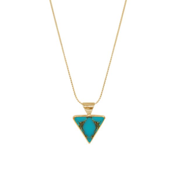 Yellow Gold Turquoise Triangular Pendant