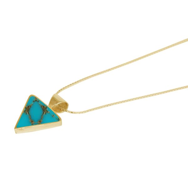 Yellow Gold Turquoise Triangular Pendant