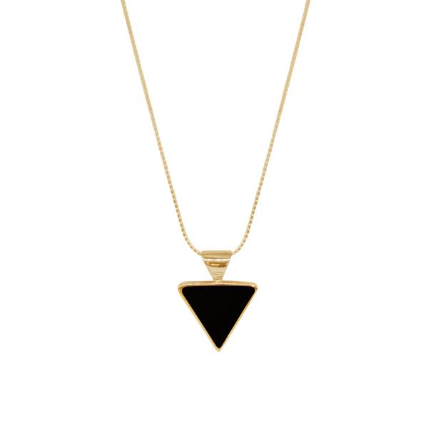 Yellow Gold Whitby Jet Triangular Pendant