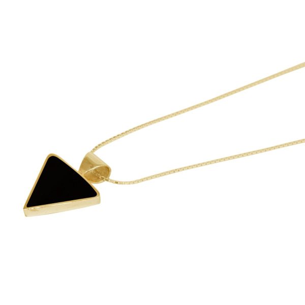 Yellow Gold Whitby Jet Triangular Pendant